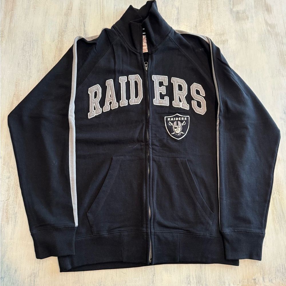 47 Men’s NFL Raiders Full Zip Track Jacket L Excellent Condition